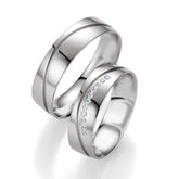 Breuning Palladium Trauringe mit 11 Diamanten - 48/02628 & 48/02627